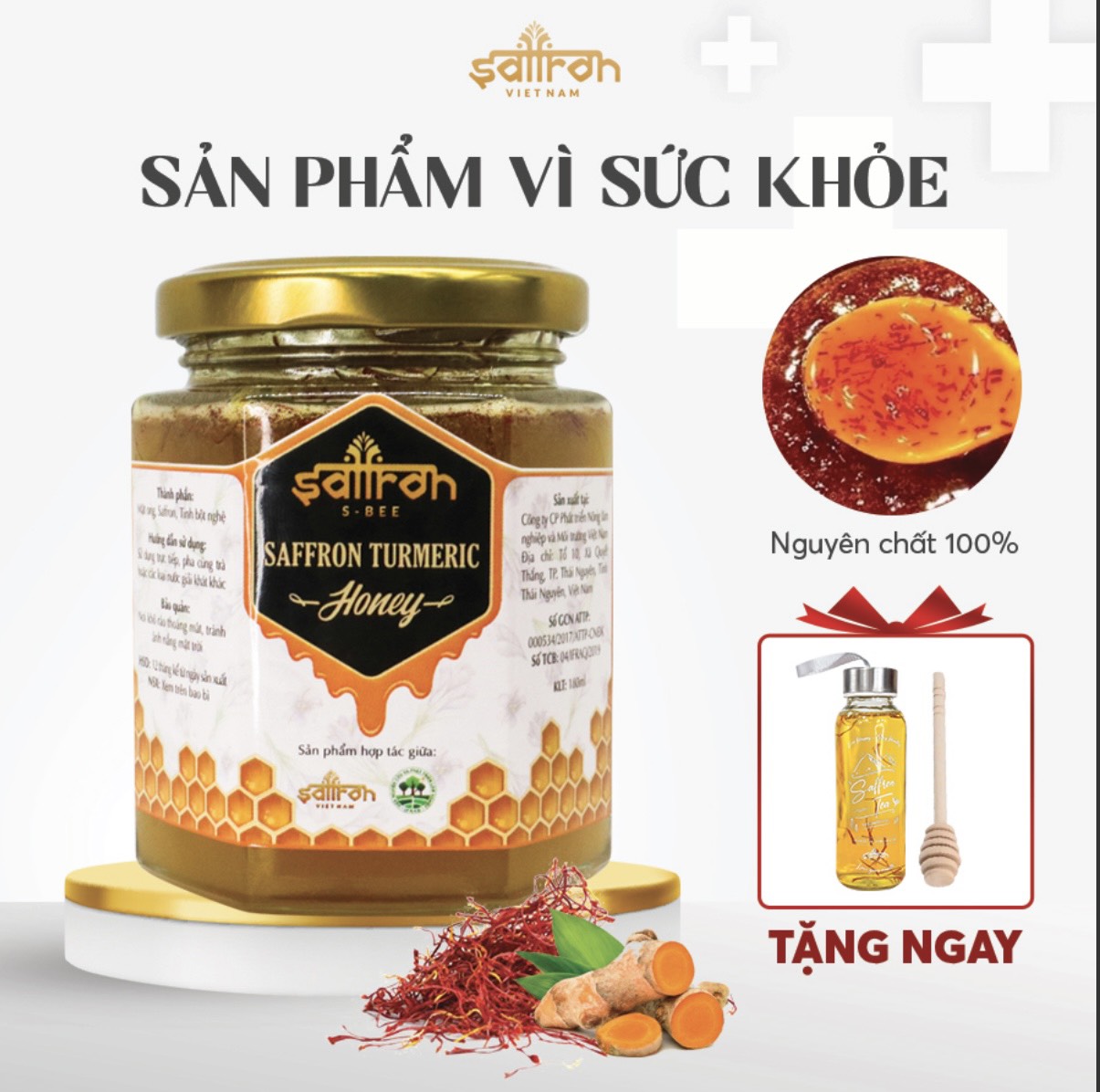 Mật ong Saffron tinh bột nghệ