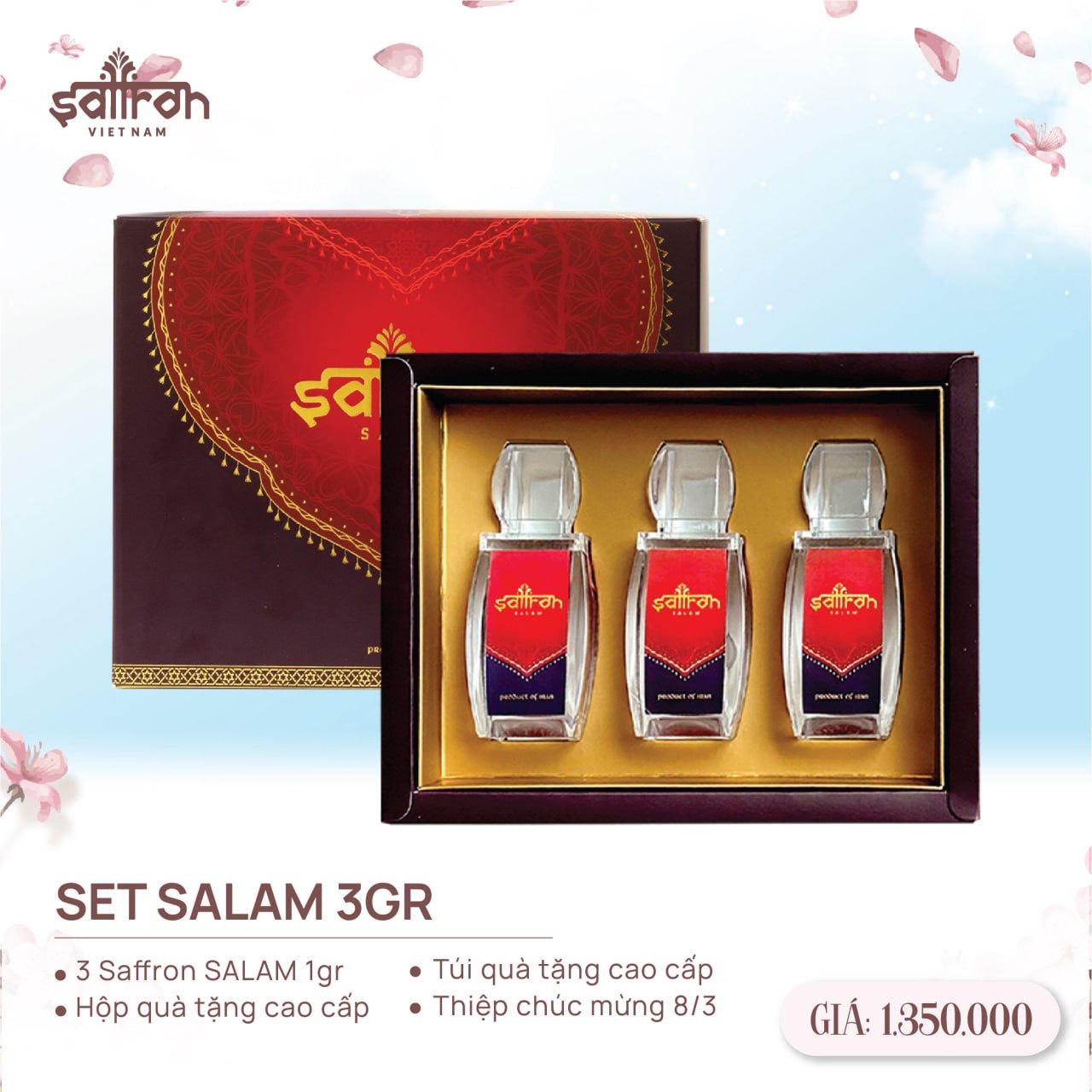 Hộp quà Saffron SALAM 3gr 