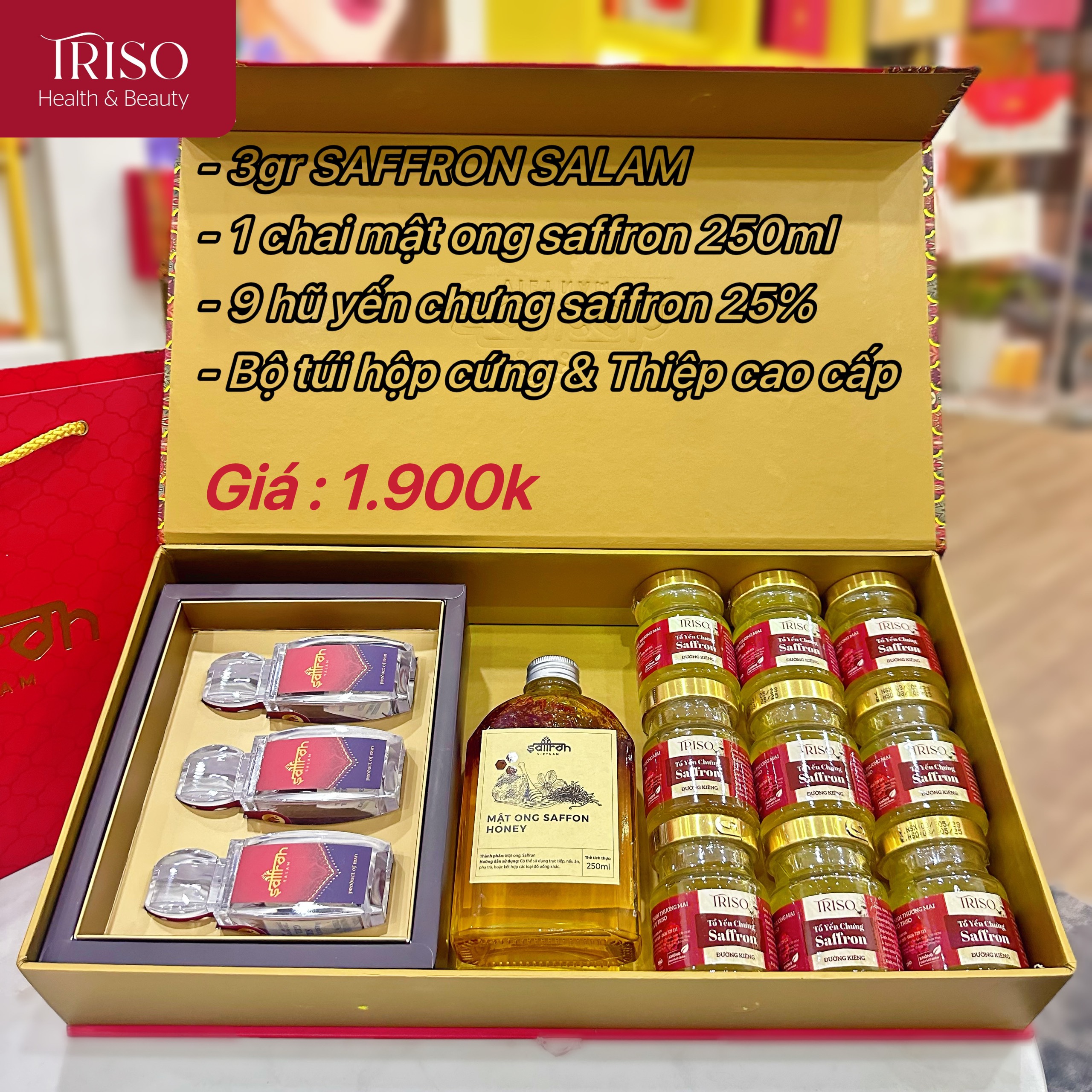 SET DELARA TRISO - Saffron SALAM 3gr + Mật ong saffron + Yến chưng