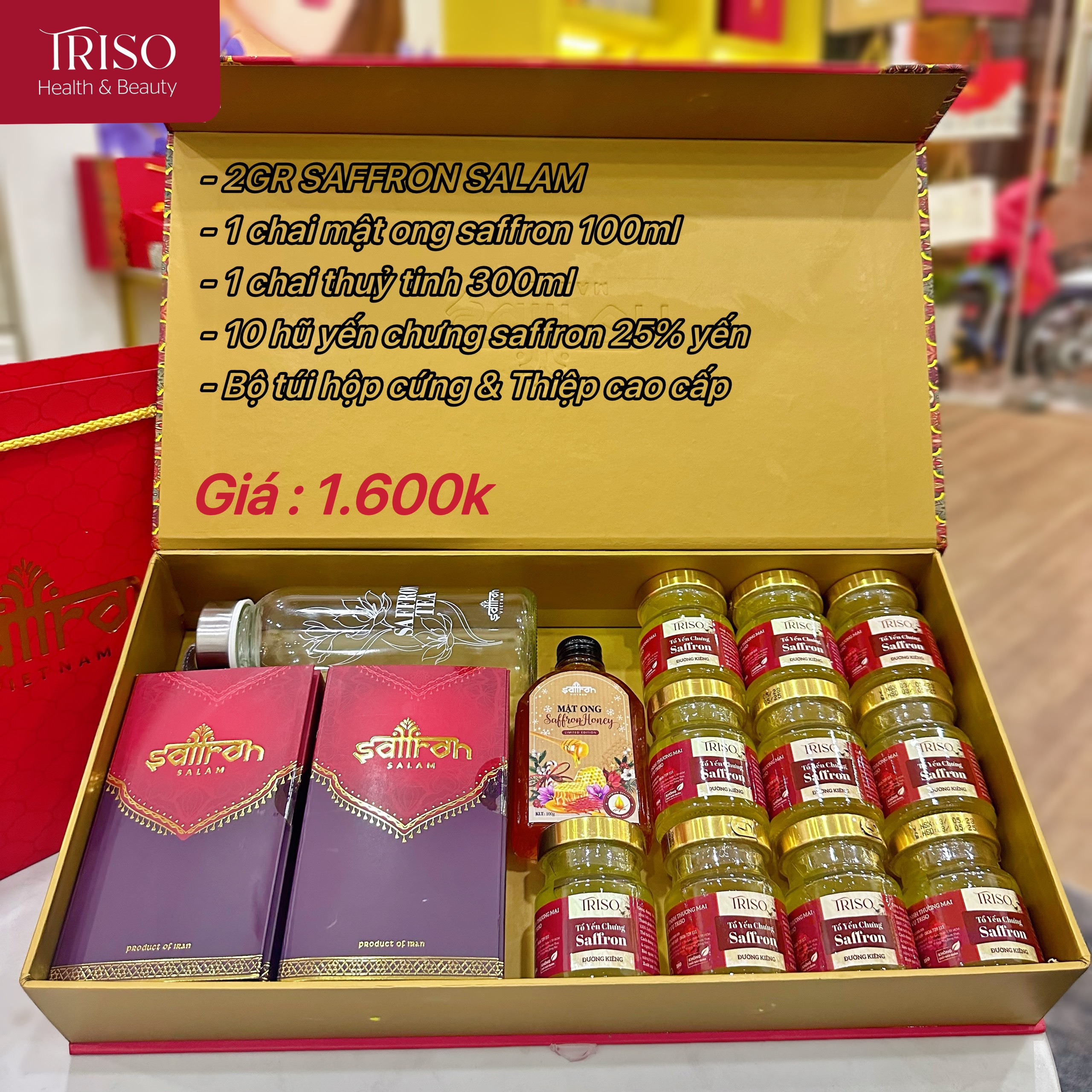 SET DELARA TRISO - Saffron SALAM 2gr + Mật ong saffron + Yến chưng