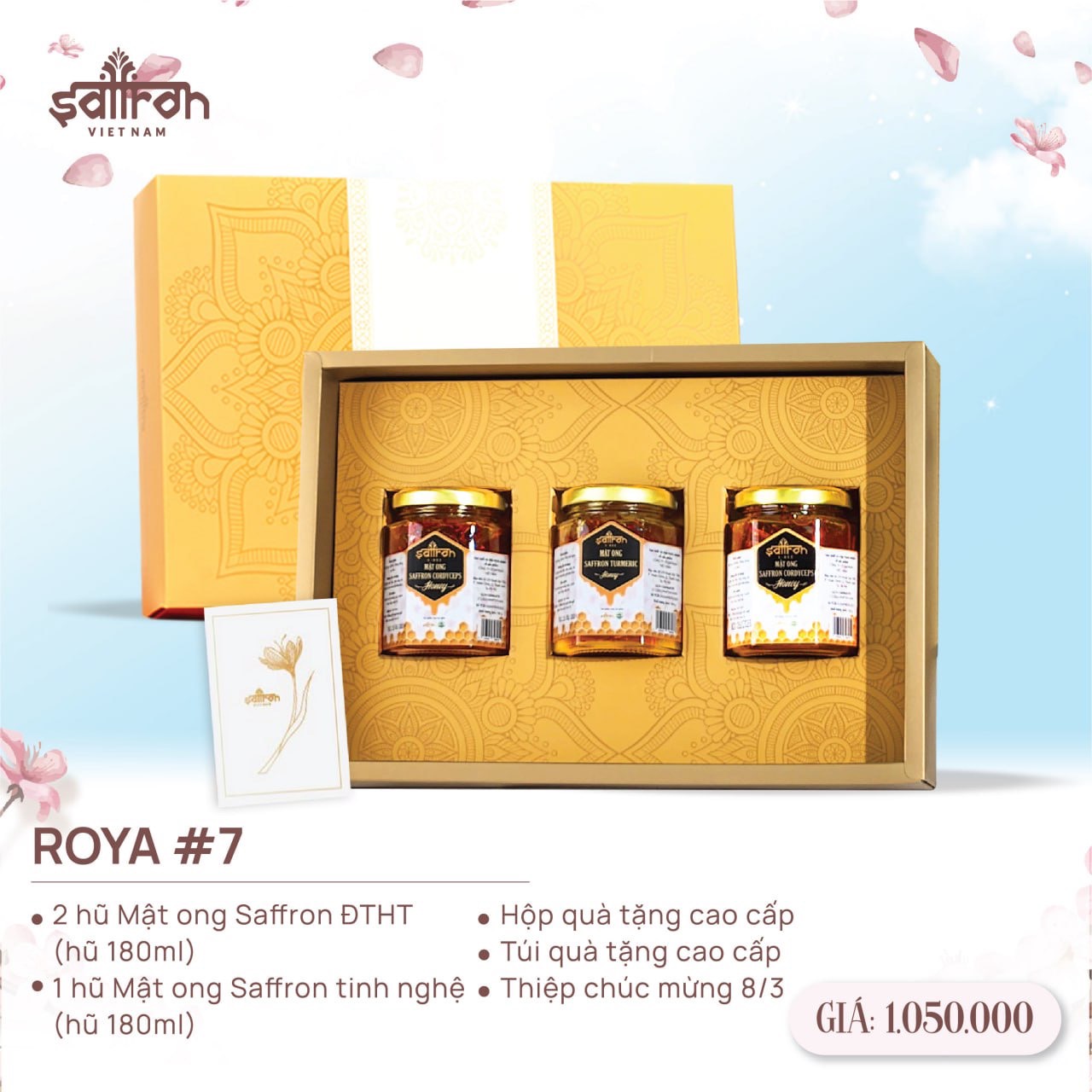 Hộp quà ROYA #7 ( 3 Hũ mật ong saffron )