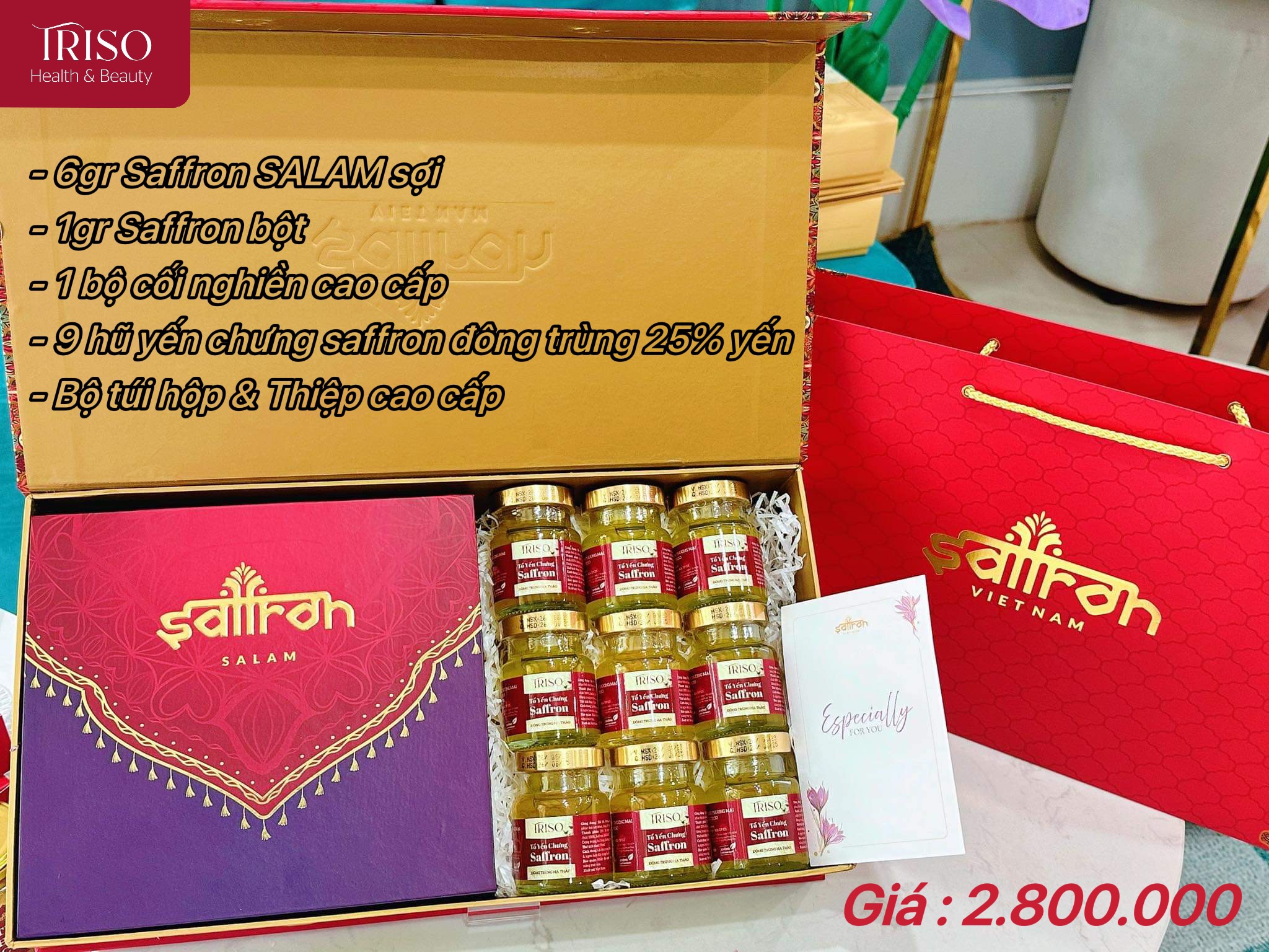 Set DELARA TRISO - Saffron SALAM 6gr + Yến chưng saffron đông trùng