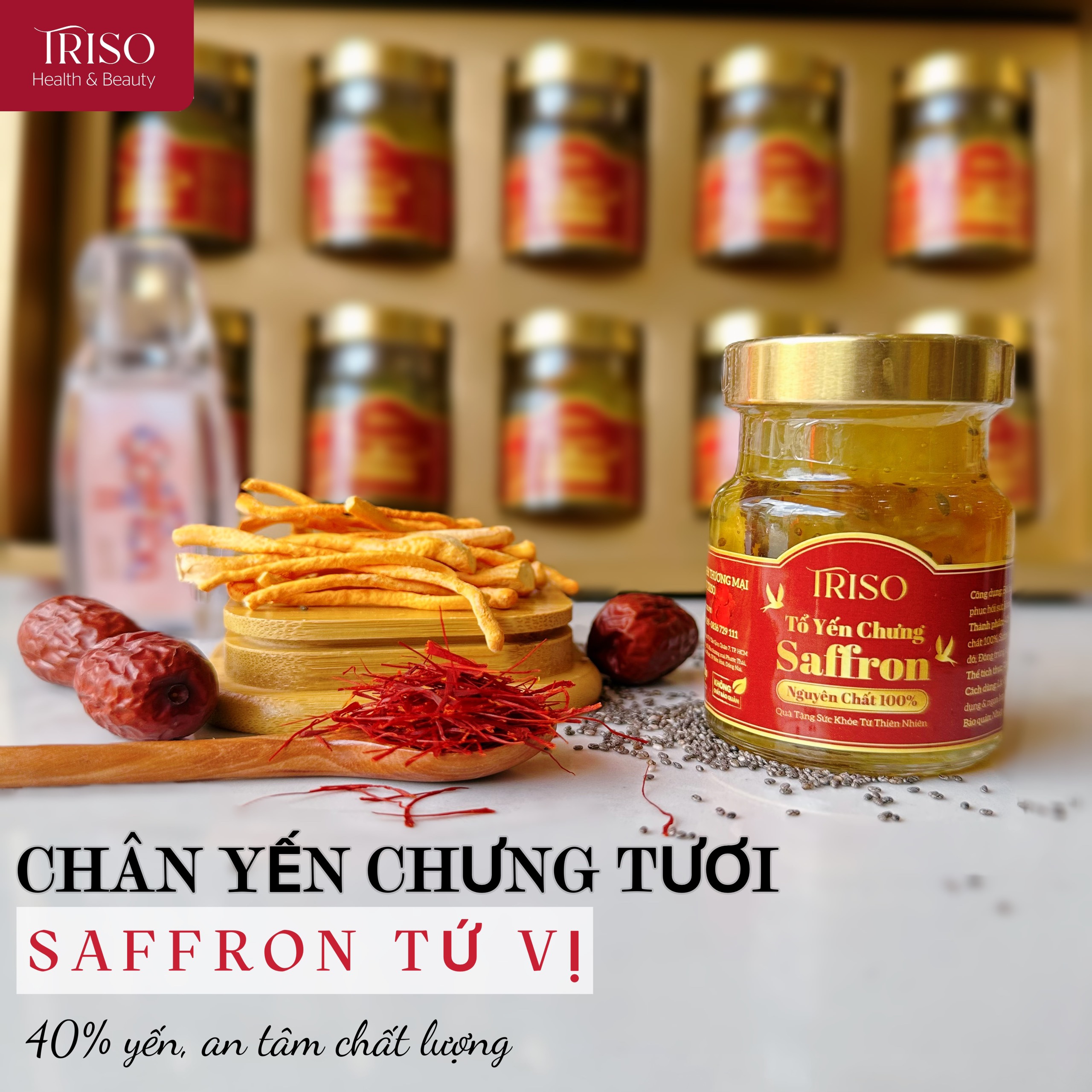 Yến chưng saffron mix tứ vị {40% yến}