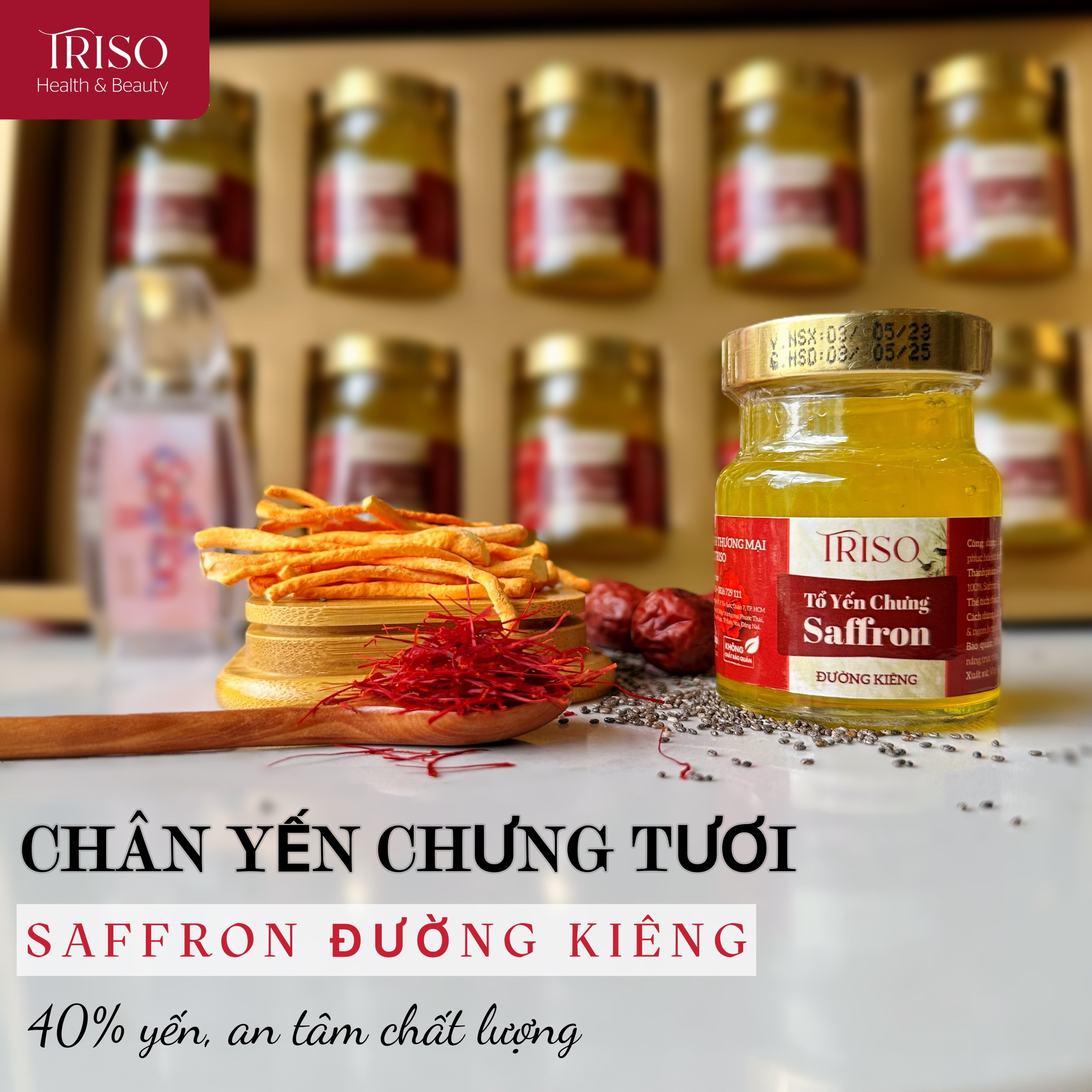 Yến chưng saffron đường kiêng {40% yến}