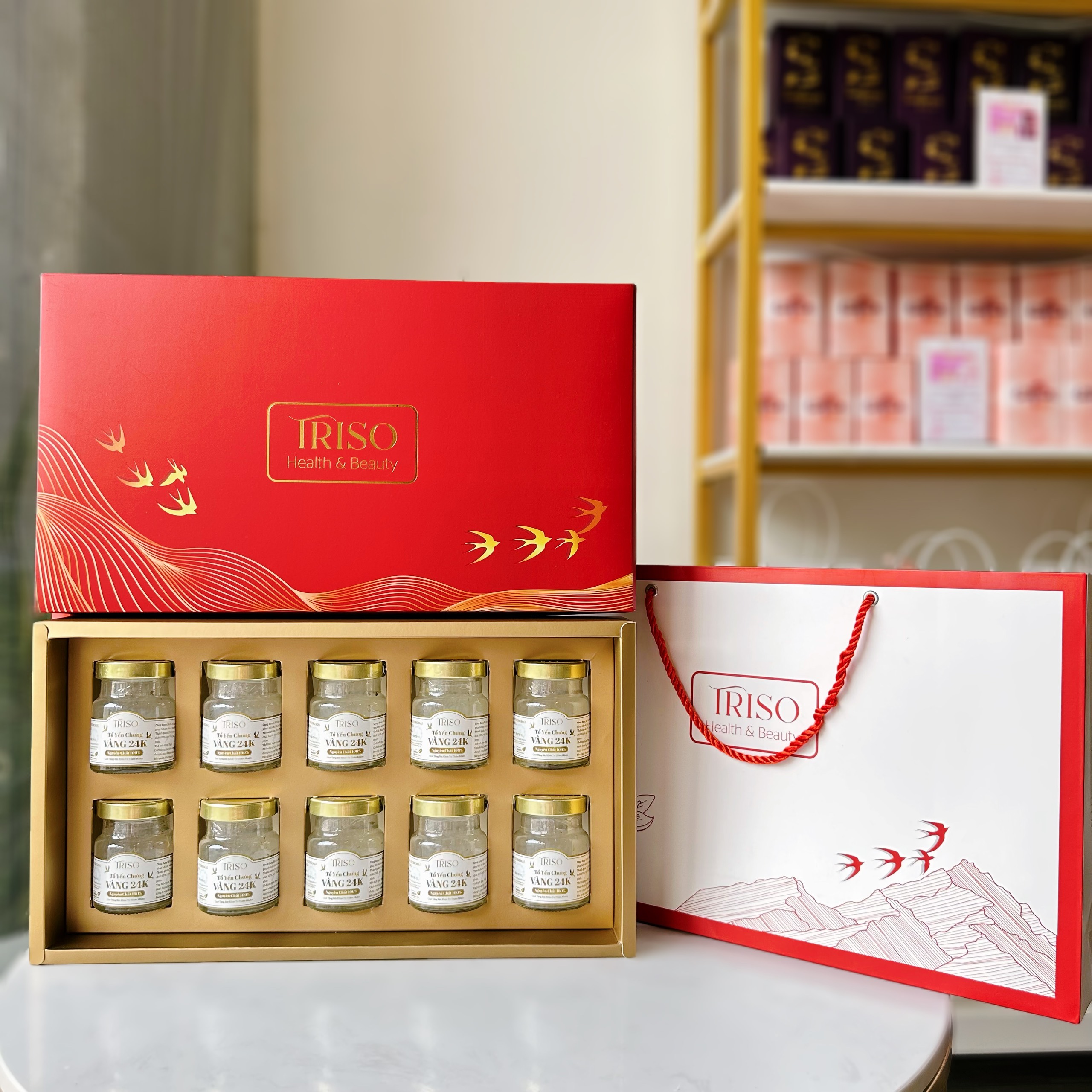 SET 10 Hũ Yến Chưng Lá Vàng 24K [25% Yến]