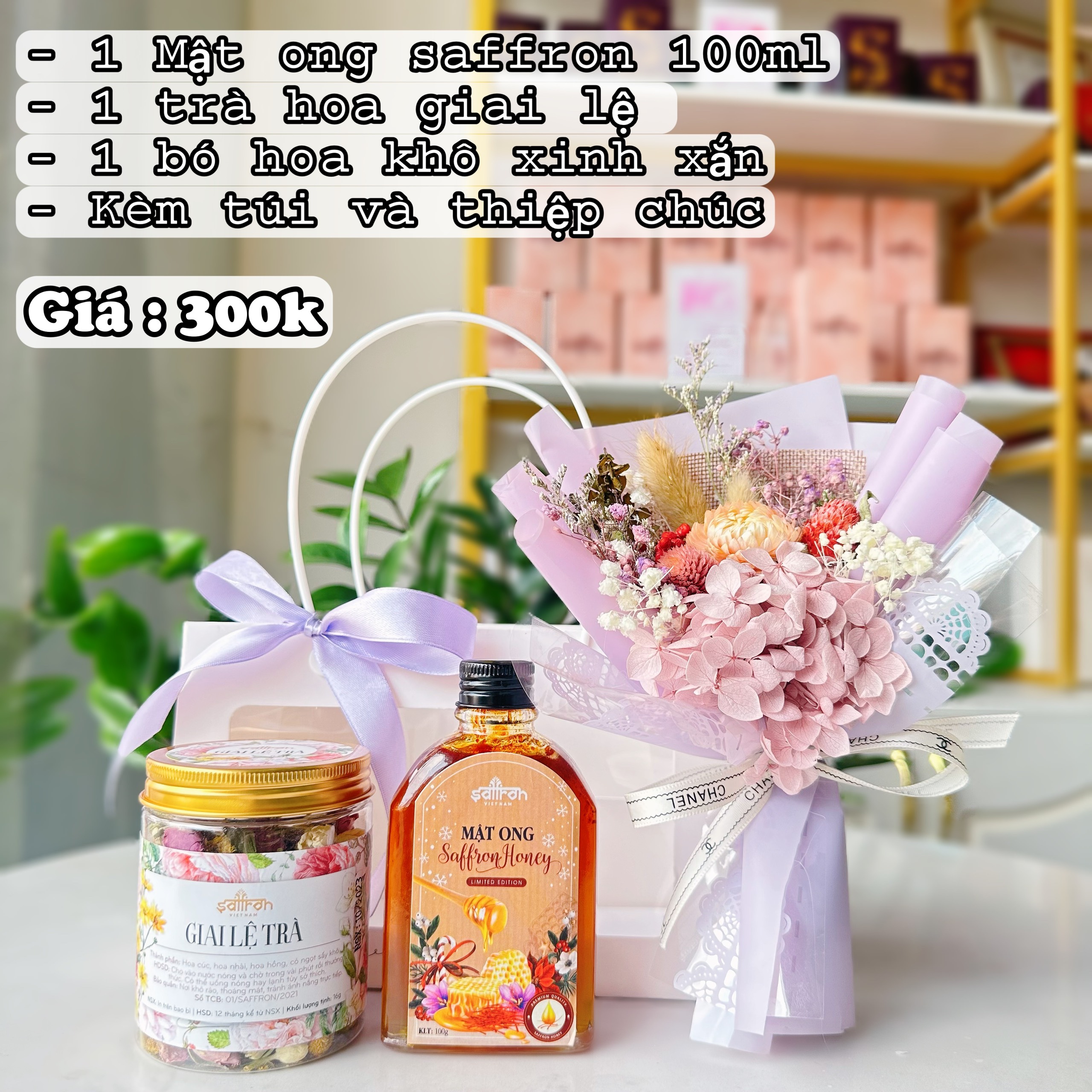 Túi quà tặng - Mật ong saffron và Giai lệ trà