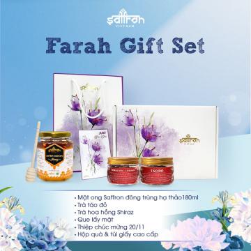Set quà 20/11 Farah (Mật ong saffron Đông trùng hạ thảo & 2 hũ trà)