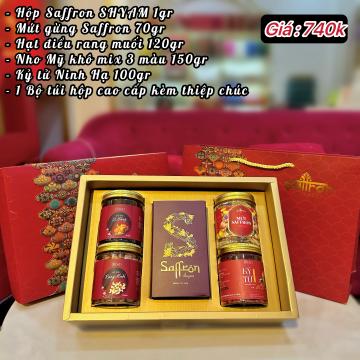 HỘP QUÀ TẾT BA TƯ #2 [Saffron SHYAM + 4 loại mứt hạt]