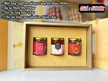 HỘP QUÀ ROYA SBEE [Mật ong saffron đông trùng 180ml + Táo đỏ + Kỷ tử]