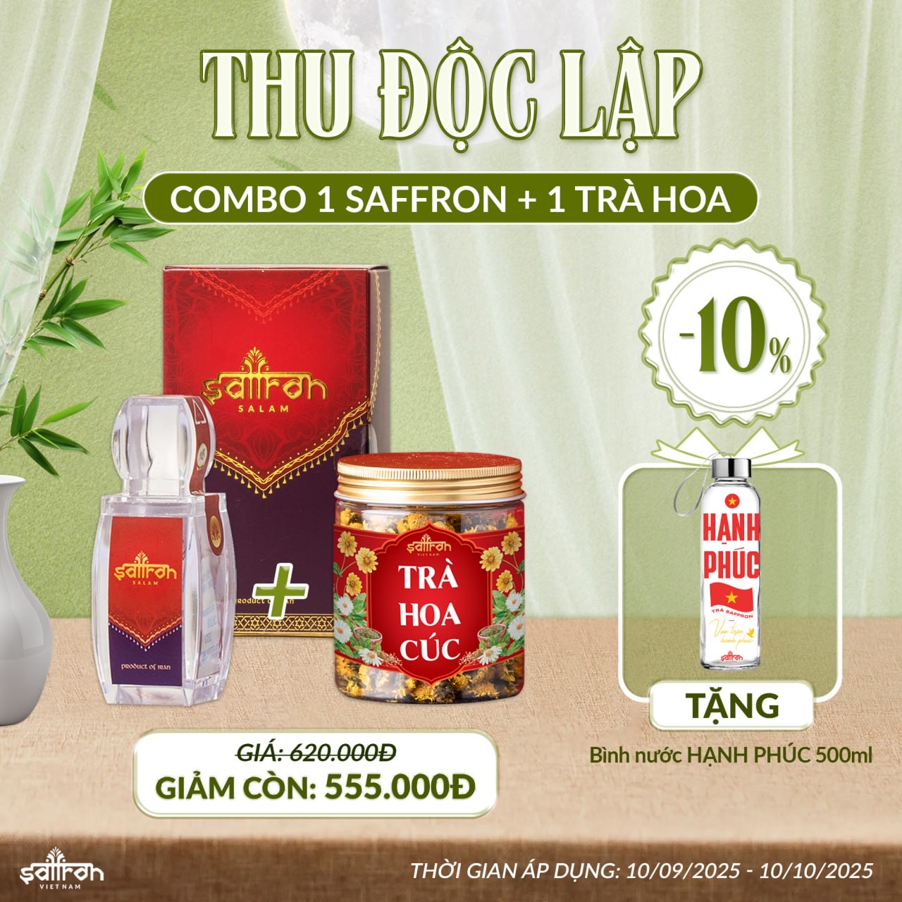 COMPO 1GR SAFFRON SALAM + 1 TRÀ HOA CÚC 