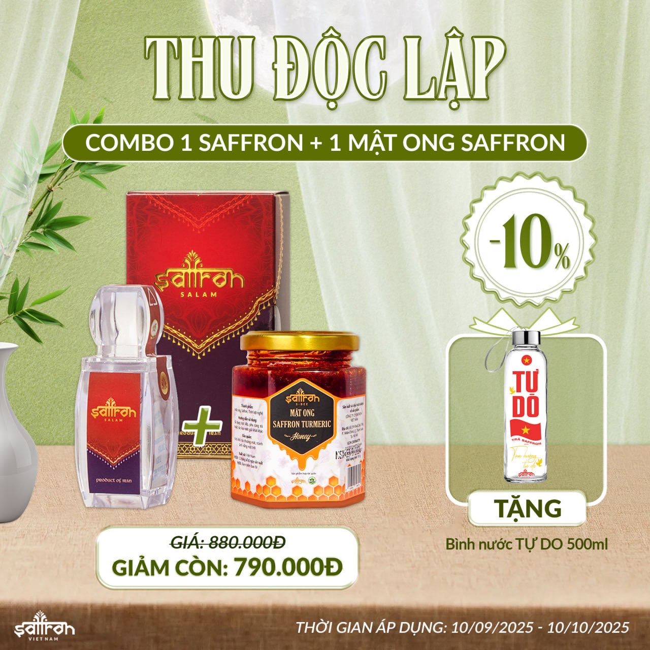 COMPO SAFFRON SALAM 1GR + MẬT ONG SAFFRON ĐÔNG TRÙNG 180ML