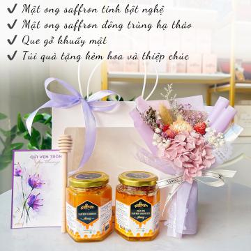 Túi quà tặng - Mật ong saffron Đồng trùng và Tinh bột nghệ