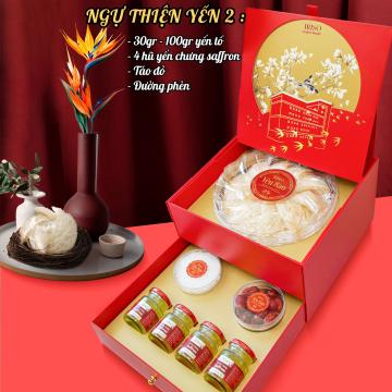 NGỰ THIỆN YẾN 2 ( 100gr Yến vụn đắp tổ + 4 hũ Yến chưng saffron + táo đỏ + đường phèn)