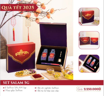 HỘP QUÀ SAFFRON SALAM 5GR - Tặng set trà 7 ngày