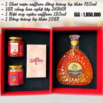 Hộp quà tết ASHIMA #7 (Rượu ĐTHT + Saffron JAHAN + Mật ong saffron + Đông trùng hạ thảo)