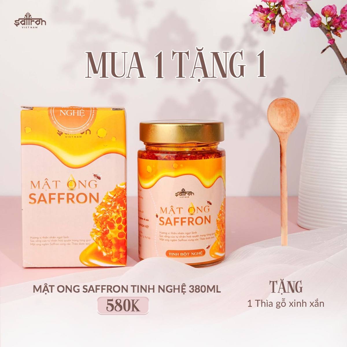 MẬT ONG NGÂM SAFFRON TINH BỘT NGHỆ 360ML
