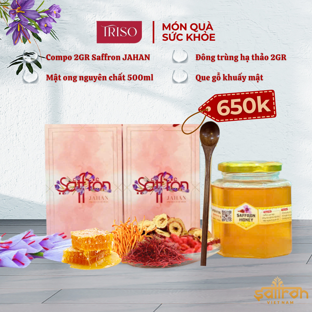(Compo ngâm sẵn 500ml) Mật ong ngâm saffron JAHAN 2gr