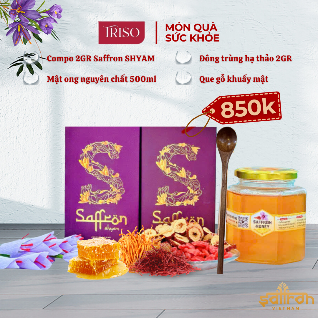 (Compo ngâm sẵn 500ml) Mật ong ngâm saffron SHYAM 2gr