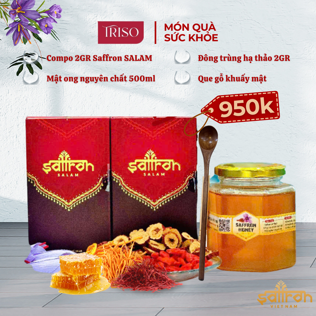 (Compo ngâm sẵn 500ml) Mật ong ngâm saffron SALAM 2gr