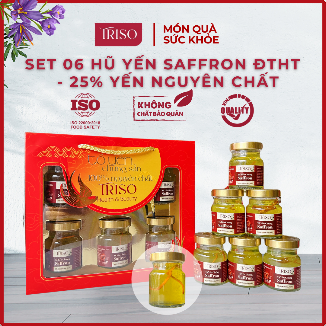 HỘP 6 hũ - Yến chưng Saffron đông trùng hạ thảo 25%
