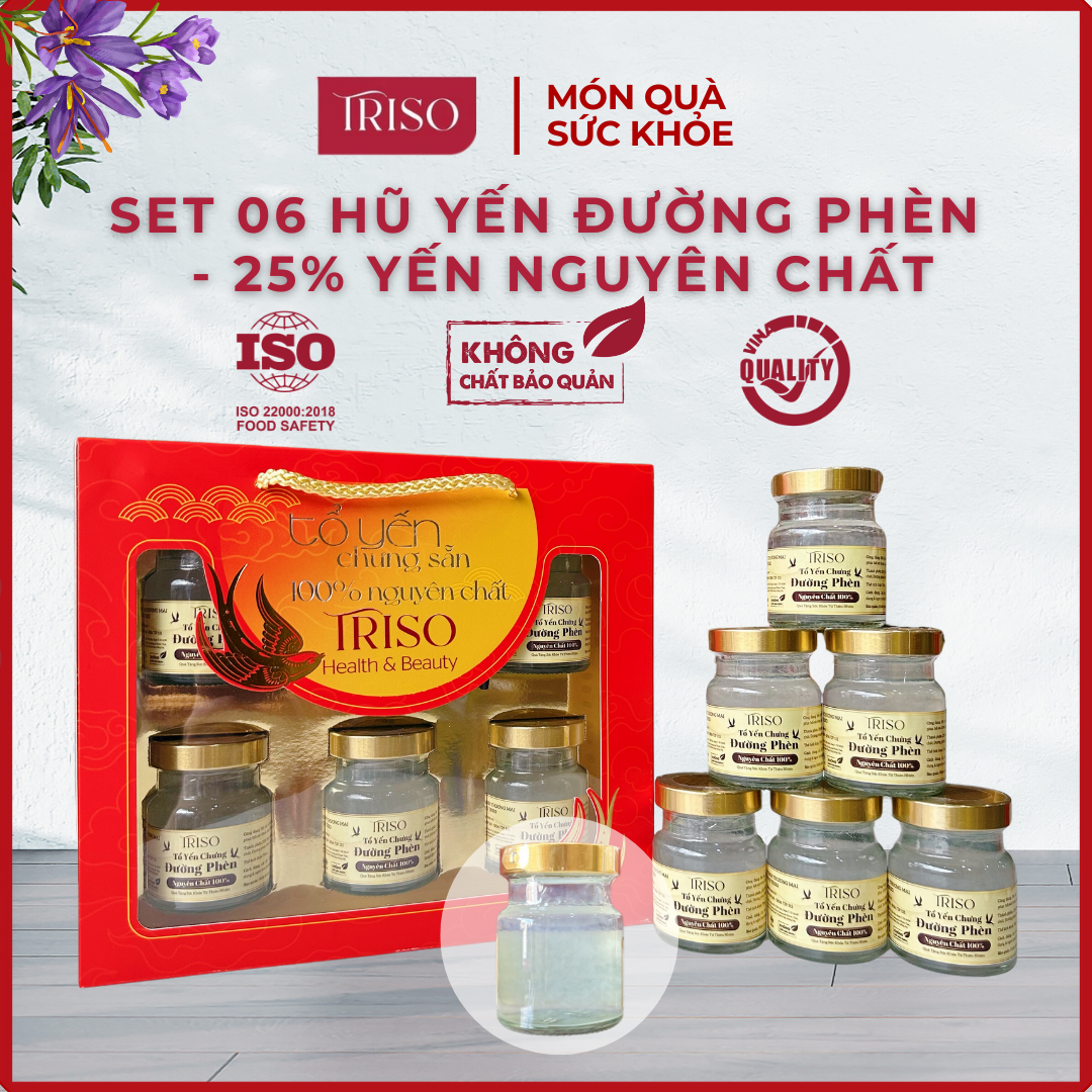 Hộp 6 hũ - Yến chưng đường phèn 25%