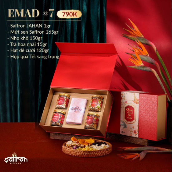 Hộp quà tết EMAD #14 - Saffron Jahan + 4 loại mứt hạt