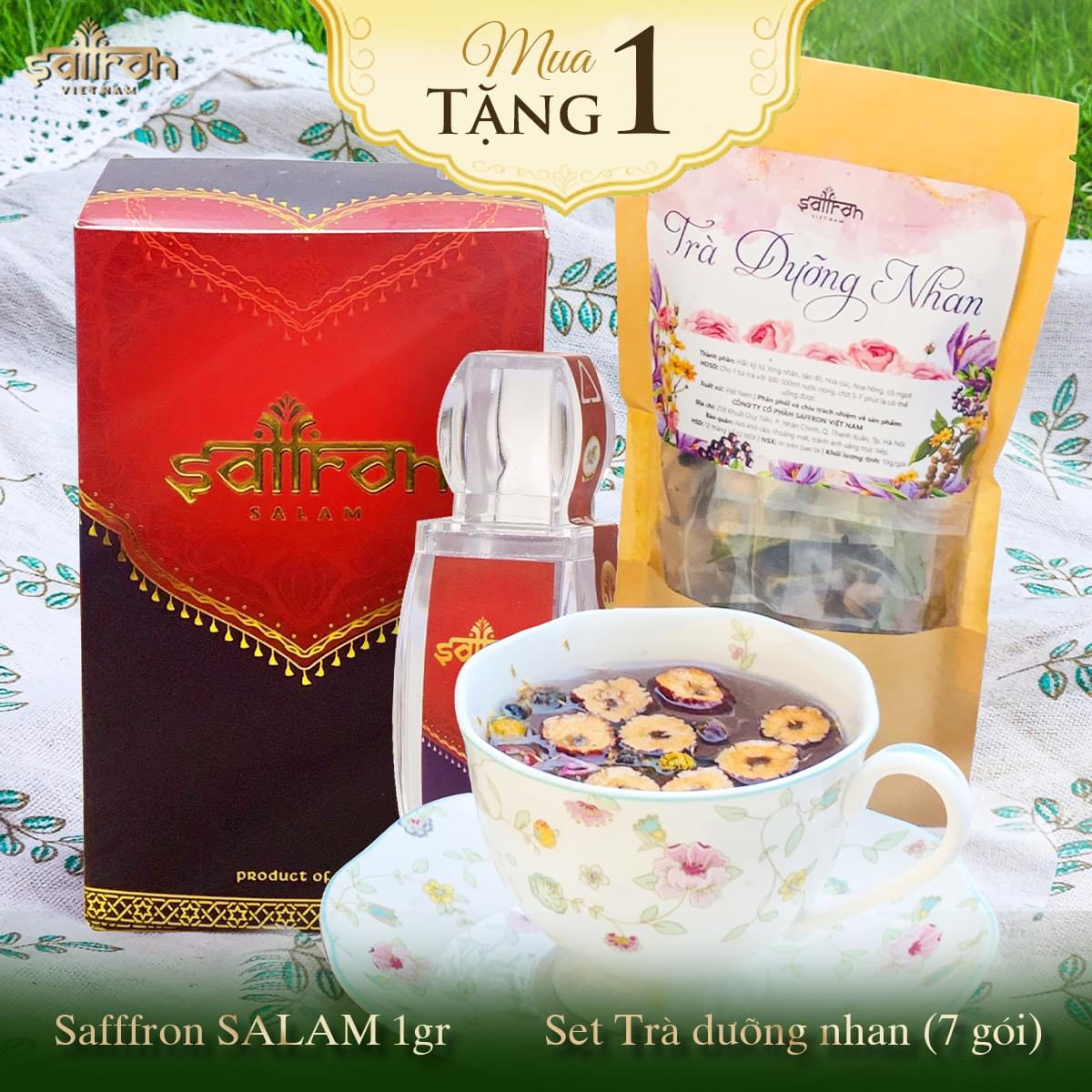 Nhụy hoa nghệ tây Saffron Salam hộp 1gram (Loại 5 năm tuổi) + Tặng 1 hủ yến chưng tứ vị