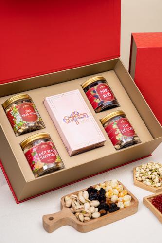 Hộp quà tết EMAD #14 - Saffron Jahan + 4 loại mứt hạt